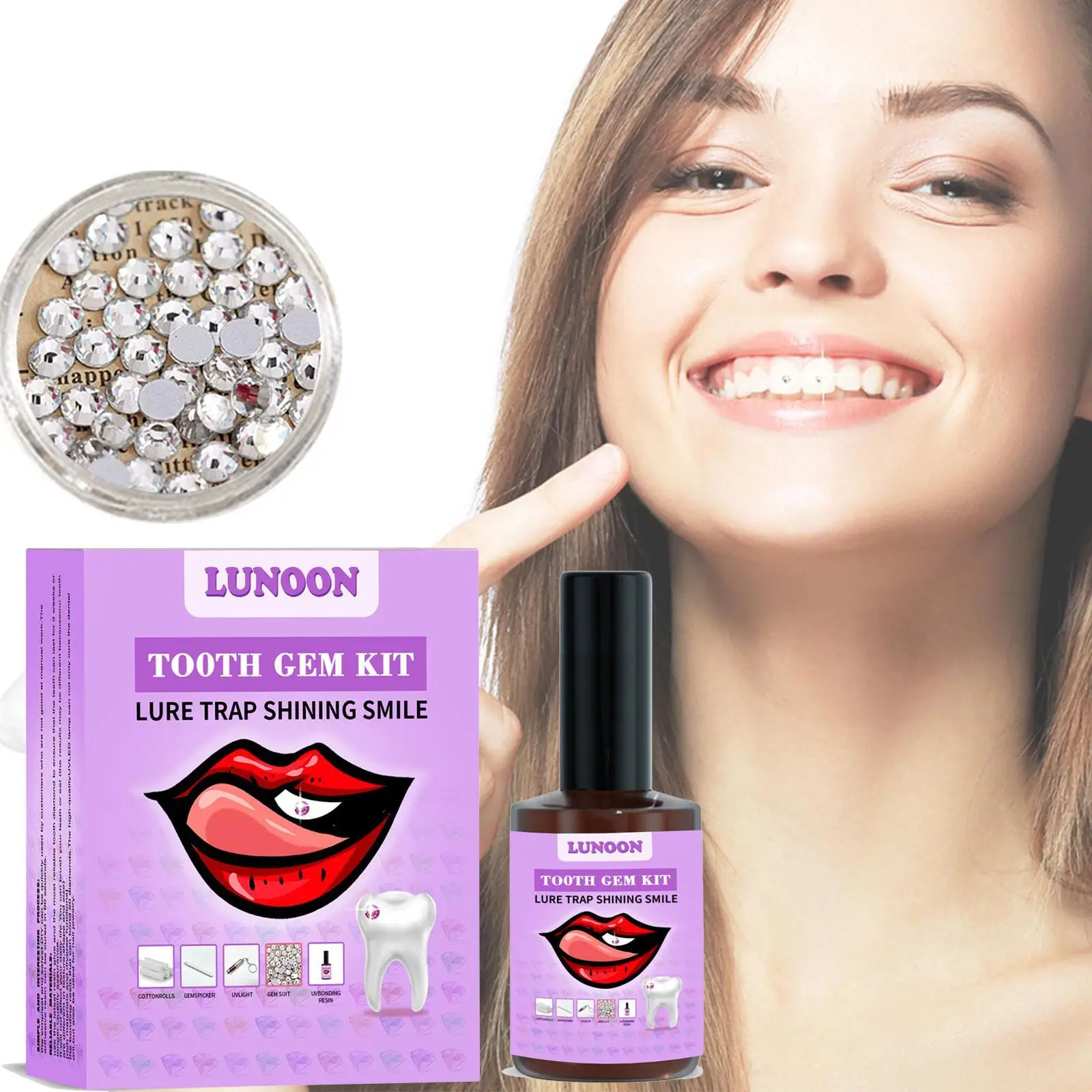 DIY Tooth Gems Kit with Crystals Multifunctional Tooth Jewelry Gems Kit  Sturdy with Curing Light Glue Professional Ornament - AliExpress