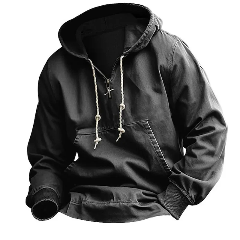 Slip Pocket Hooded Hip Hop Sweater Men