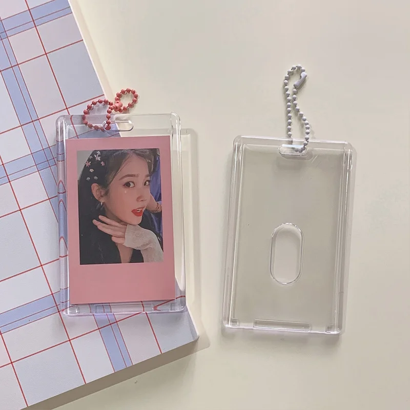 1Pc Transparent Acrylic 3 Inch Photo ID Protective Cover Card Book Capacity Cards Clip Ticket Collection Pendant Shell