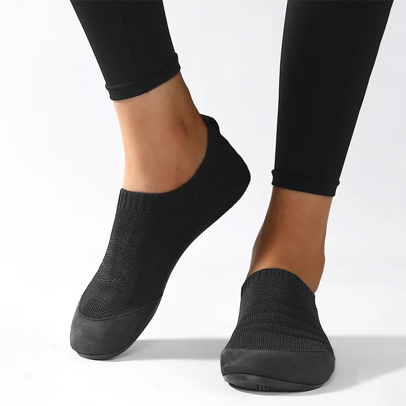 Men Home Slippers Family Indoor Fully Closed Slippers Non-slip Slip On Mesh Sock Women Slides Large Size 39-47