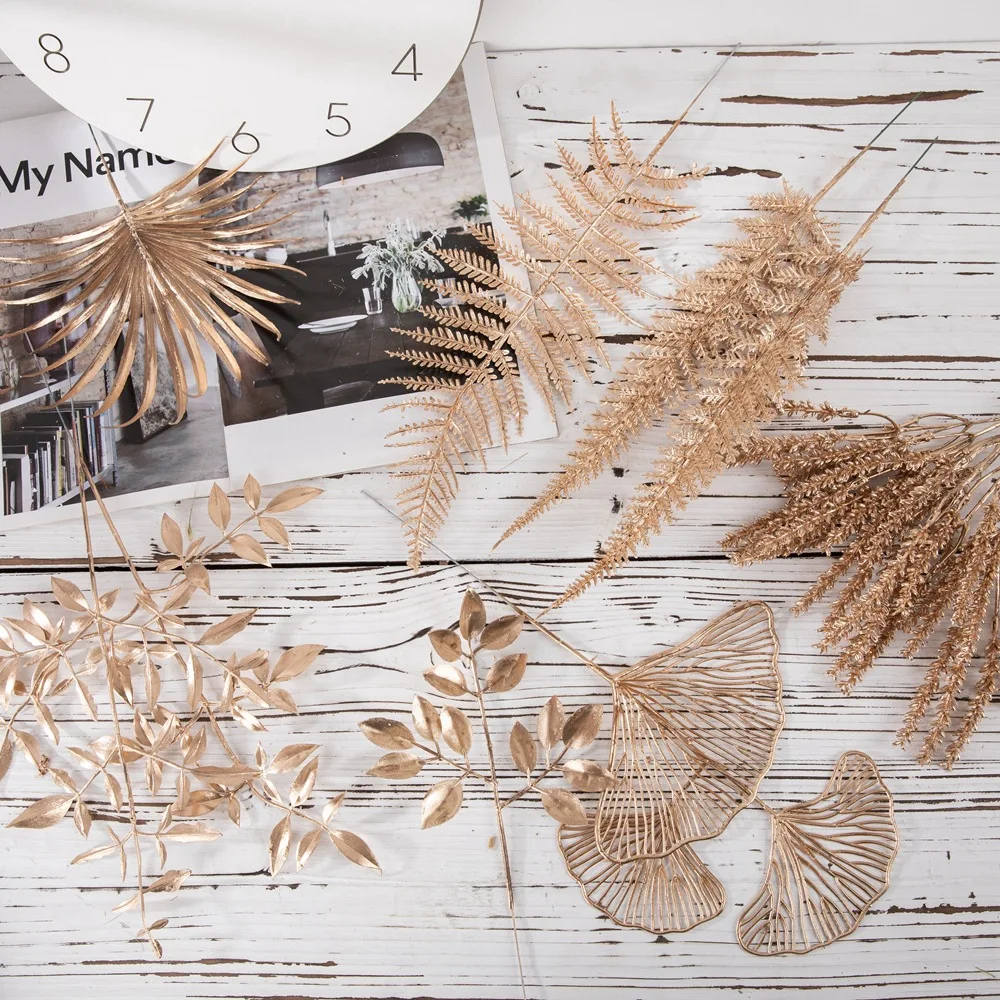 ArtificialPlantsGoldFakeFlowersPlasticGrassWeddingArrangement