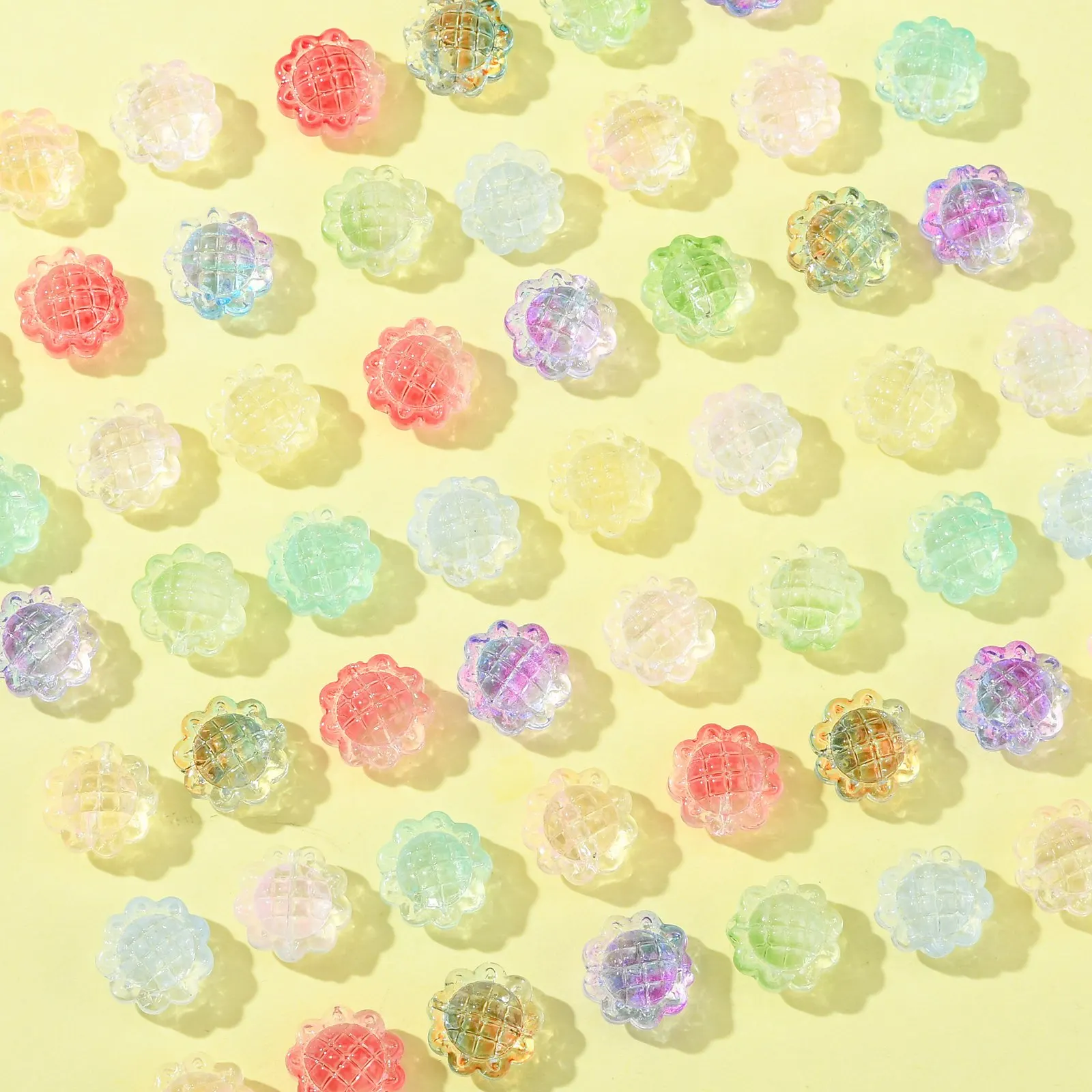 Panda hall 100pcs zufällige Farbe Glas Sonnenblumen perlen bunte Blumen transparente Blume Glasperlen für DIY Schmuck Handwerk machen – Detail 9