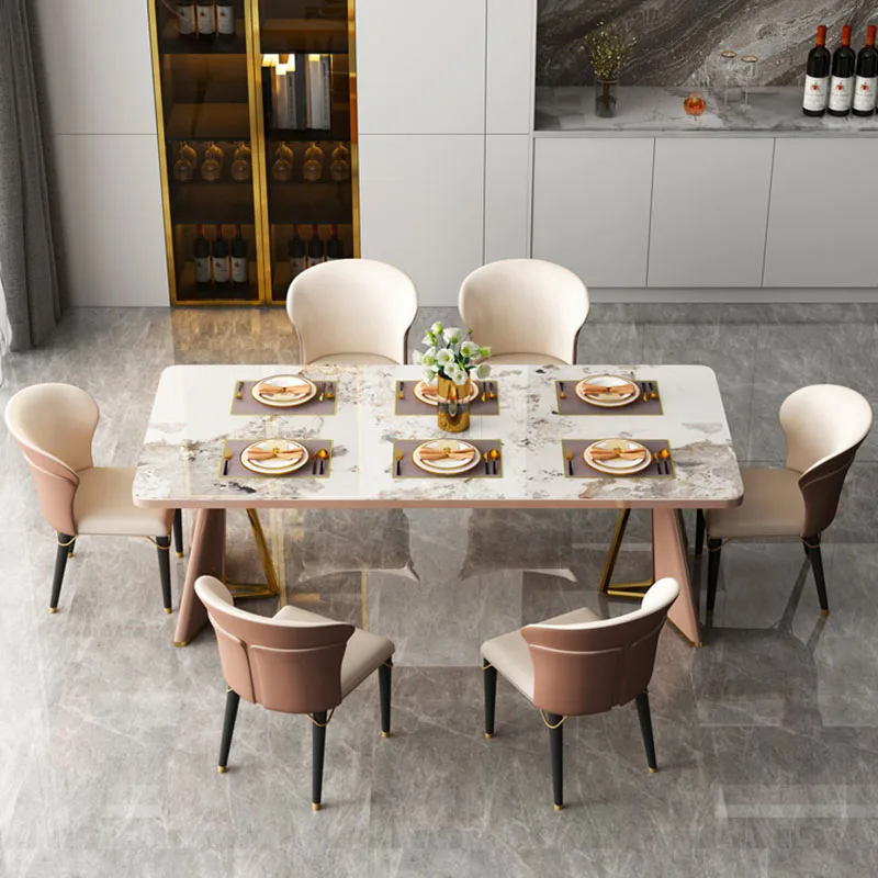 

Rectangular Modern Luxury Table Non Slip Nordic Design Marble Restaurant Tables Space Saving Mesa De Jantar Home Furniture