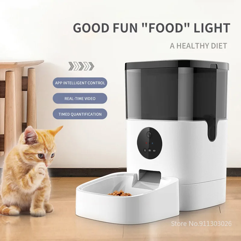 

6L Large Capacity Pet Automatic Feeder Smart Voice Recorder APP Control Timer Feeding Cat Dog Food Dispenser WiFi/Button Version