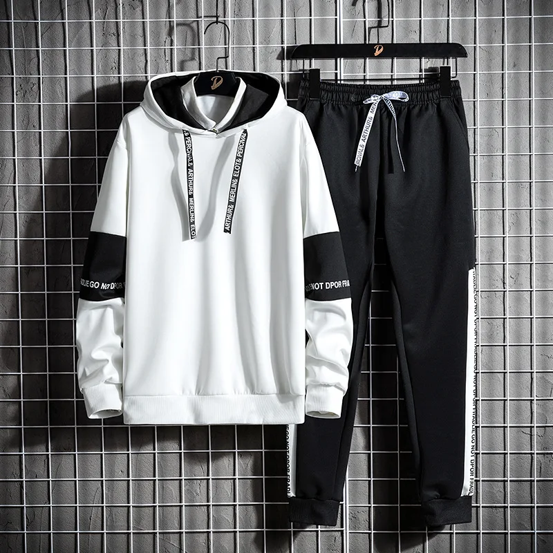 Man Tracksuit Jogging Suit Sportswear Pullover Loose Hoodies Sweatshirt+Pants Suit Spring Autumn Man Hooded Sweatshirts