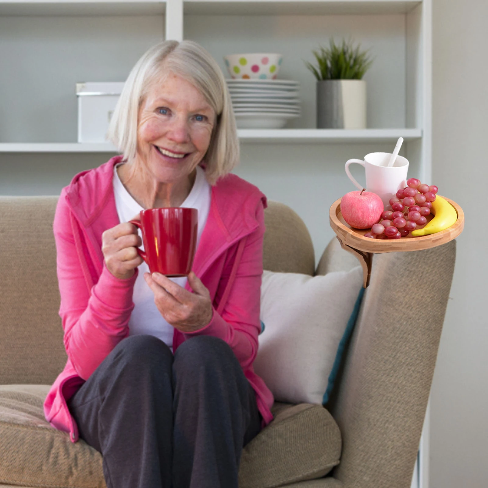 Bandeja plegable para Reposabrazos de sofá, organizador redondo Ideal para comer, de aperitivos, reposabrazos de madera| | - AliExpress