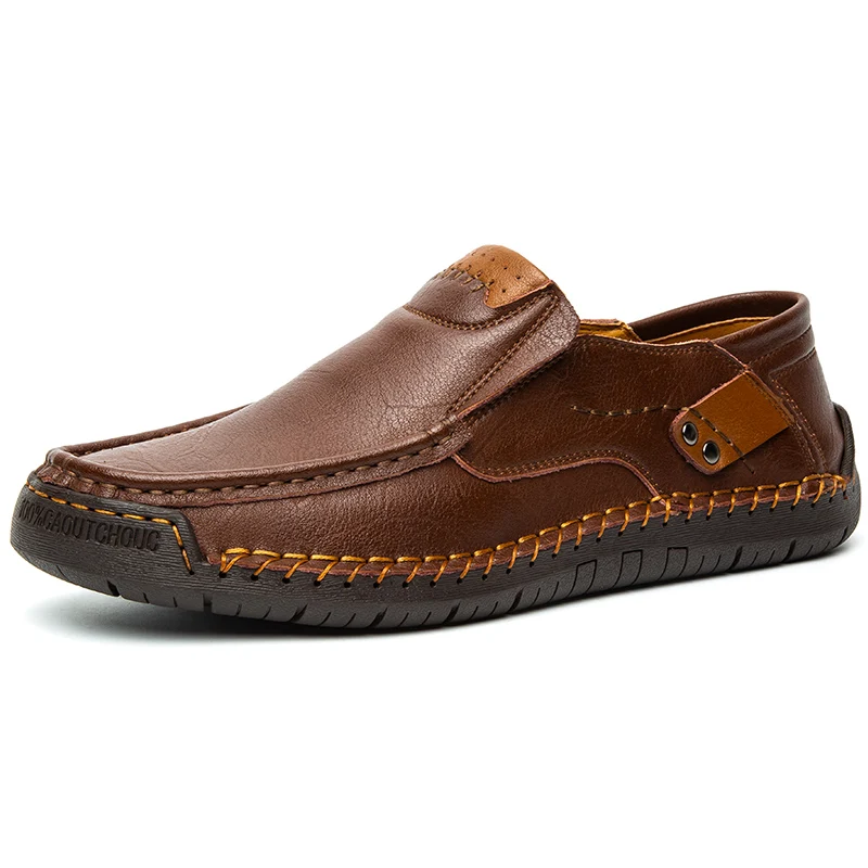 Handmade Leather Men Shoes Men Flats Hot Sale Moccasins Walking Shoes Casual Comfortable Loafers Slip On Leather Man