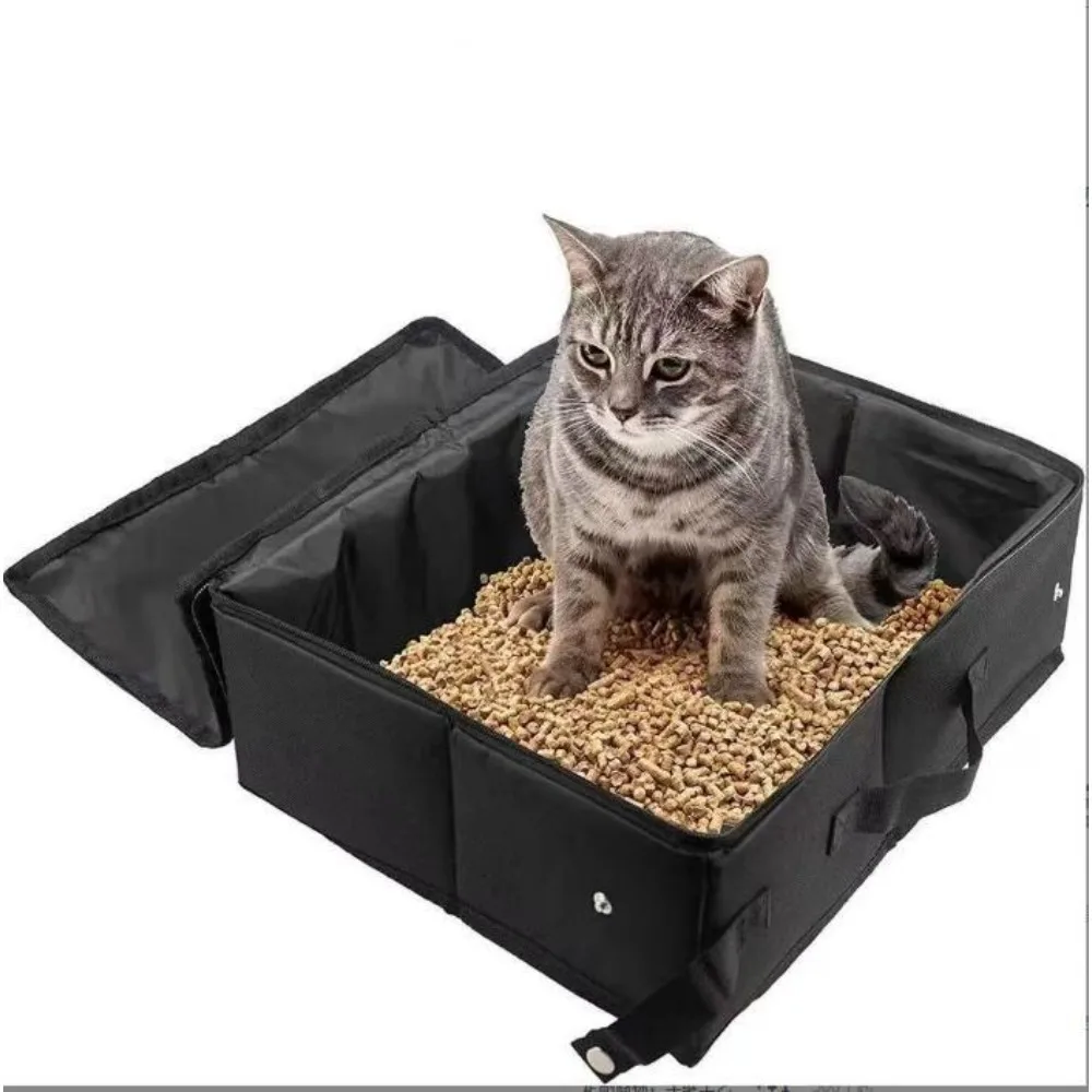 Portable Cat Litter Box - Waterproof Oxford Fabric Enclosed Tray for Travel, Home Use, Easy Clean Up Portable Cat Litter Box - Waterproof Oxford Fabric Enclosed Tray for Travel, Home Use, Easy Clean Up
