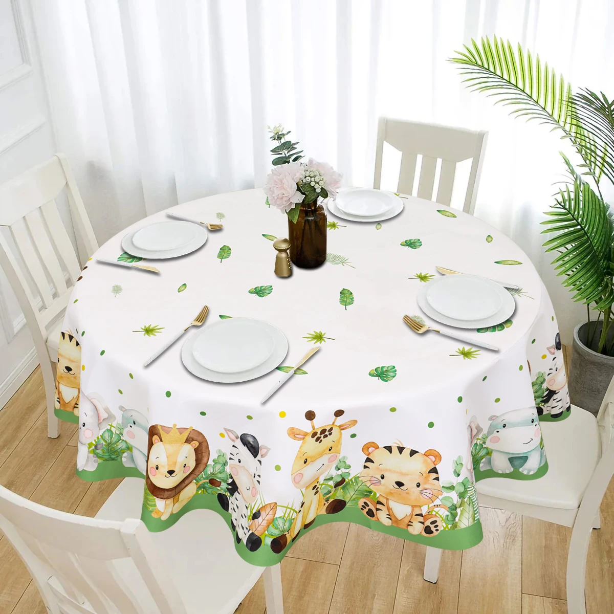Jungle Safari Tablecloths, 3Pieces Zoo Birthday Decorations Plastic