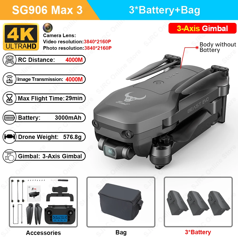 ホビーラジコン SG906 MAX SG906 MAX 1 / Pro 2 Professional FPV 4K Camera Drone with 3