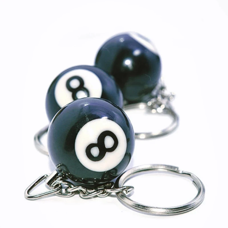 FashionCreativeBilliardPoolKeychainTableBallKeyRingLuckyBlack