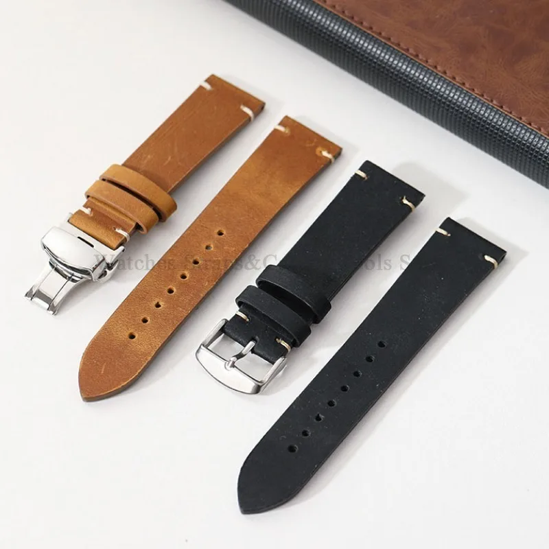 Vintage Crazy Horse Leather Watchband - Universal Fit