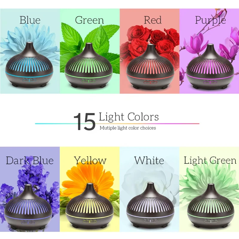 wireless 500ML Aromatherapy Essential Oil Diffuser woodstove Ultrasonic Air Humidifier Cool with 7 Color LED Lights 3