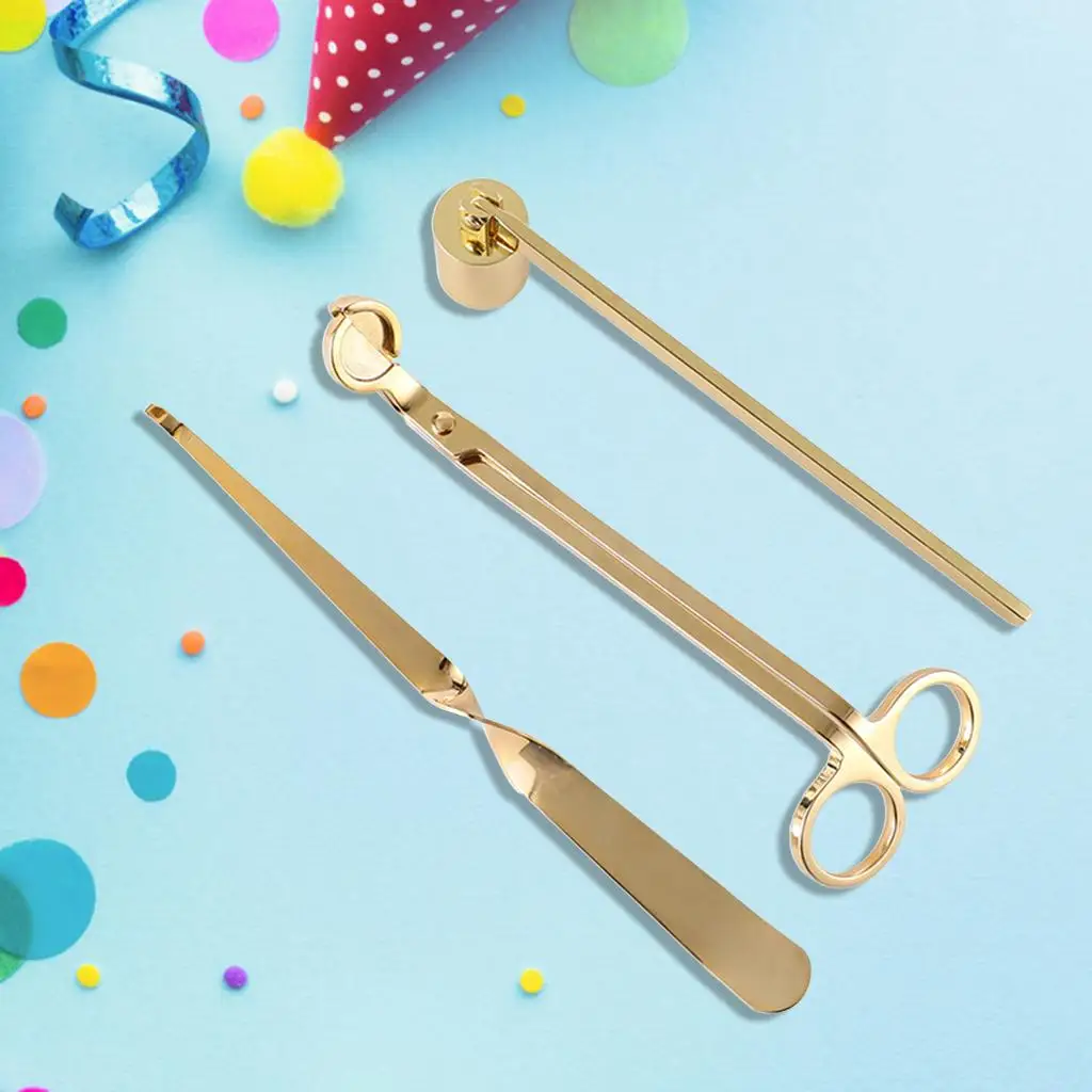 Pack of 3 Candle Accessory Set Tools Wick Trimmer, Wick Snuffer Dipper Stainless Steel Candle Caring Tools for Wedding