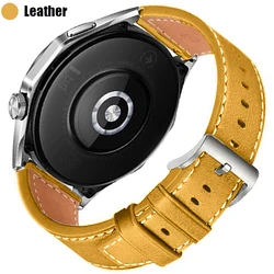 Vintage Leather Smartwatch Band, 20mm/22mm - Classic Style Wrist Strap - 20mm Watch band (Style2 Yellow)
