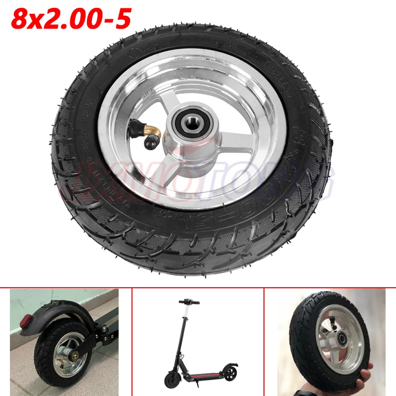 

8x2.00-5 DIY tubeless wheel tyre with alloy hub ,bearing inner diameter 10mm 12mm for KUGOO S1 S3 Electric Adult Scooter