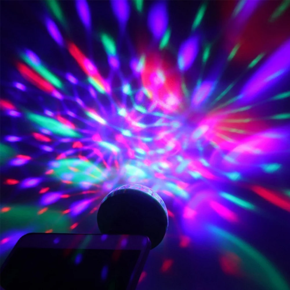 Stage Light Party Mini Effect Usb Dj Disco Car Atmosphere Rgb Music Lamp Home To Apple Android Phone Led Small Magic Ball laser starry sky projection lamp atmosphere lamp bluetooth music usb all stars flame water texture can be 10 color conver