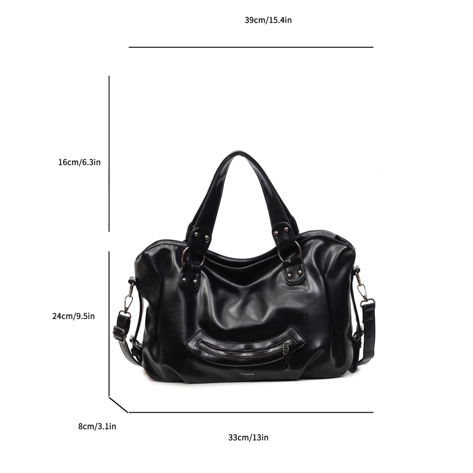 Retro Motorcycle Underarm Purse PU Top Handle Satchel Purse Large Hobo Handbag Solid Color for Women Daily Use Special Occasion