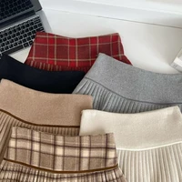 Plaid Pleated Mini Skirt Thick Wool Short Skirt High Waist Box-pleat Miniskirt for Women Teen-girl Preppy Style Outfit - Image 2
