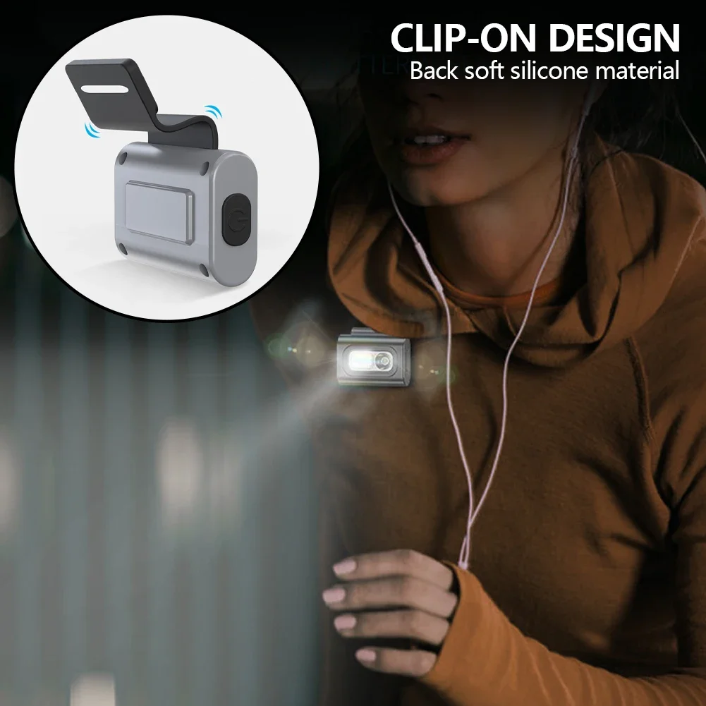 1Pc Portable Multifunctional LED Headlight USB Rechargeable Cap Clip Headlamp Outdoor Night Running Fishing Camping Lamp