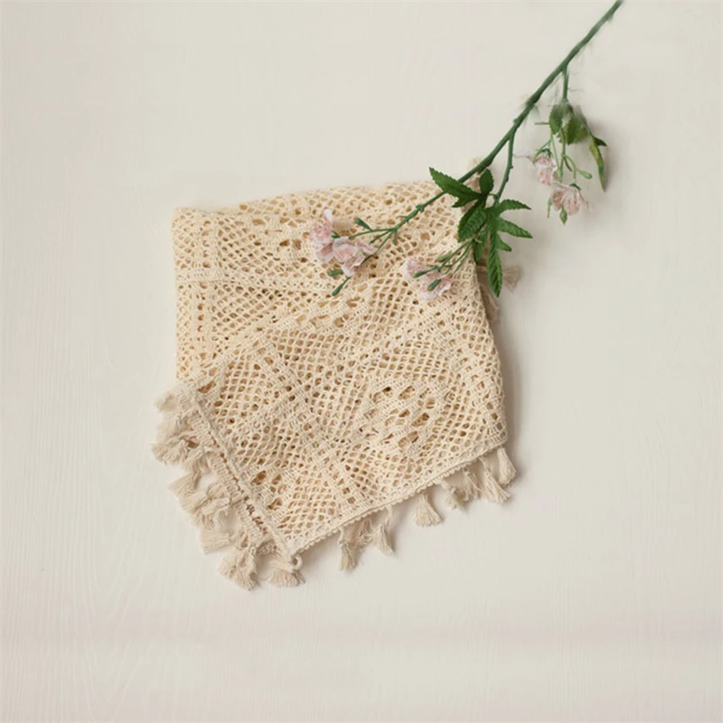 Vintage Beige Tassel Cotton Blanket