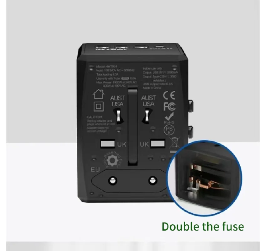 Universal Travel Adapter with 3 USB and 1 Type C Charger Power Adapter