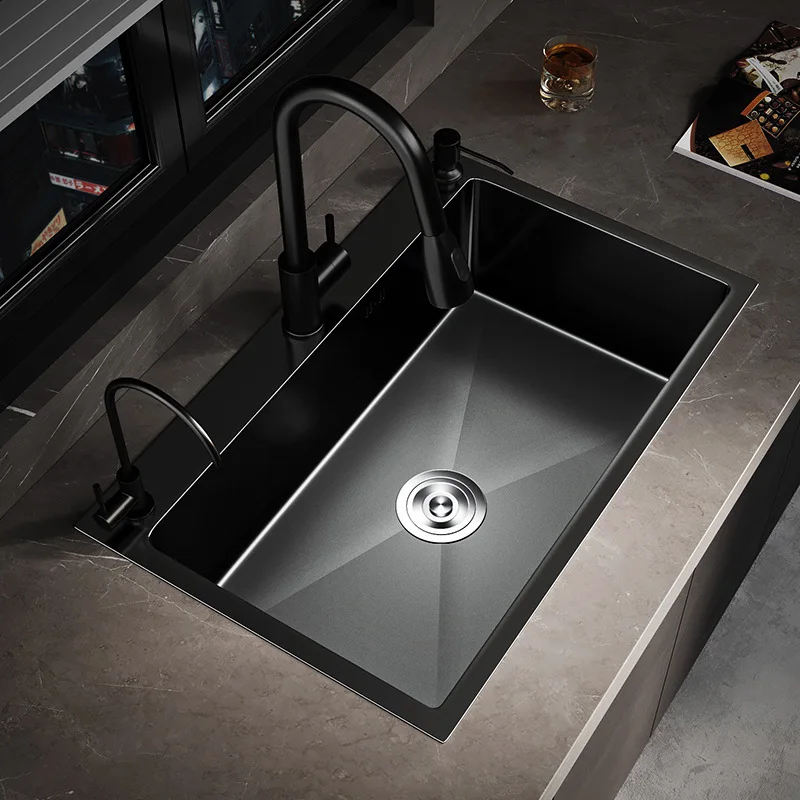 Black Stainless Steel 304 Kitchen Sink Bar Recessed Or