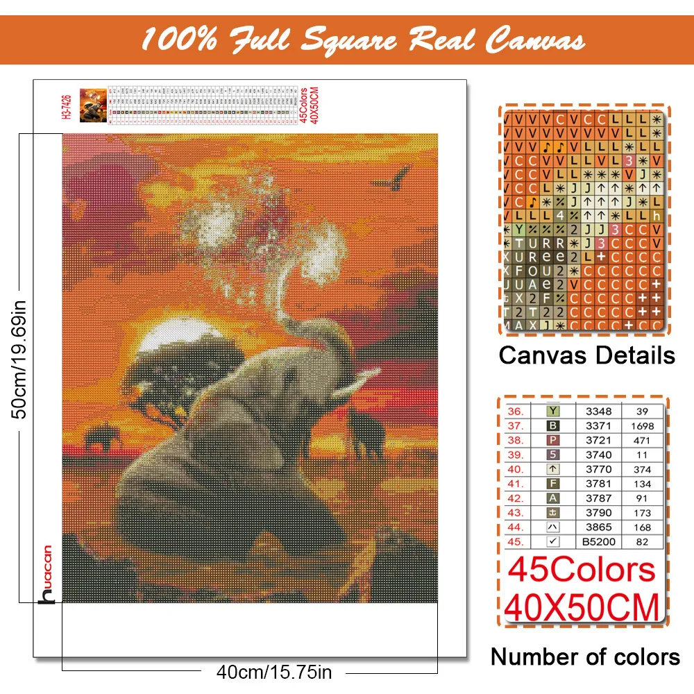 Huacan Full Diamond Embroidery 5D Elephant Diamond Mosaic Painting Animals Sunset Personalized Gift Bedroom Decoration diamond painting diamond painting accessories diamond painting accessory box
