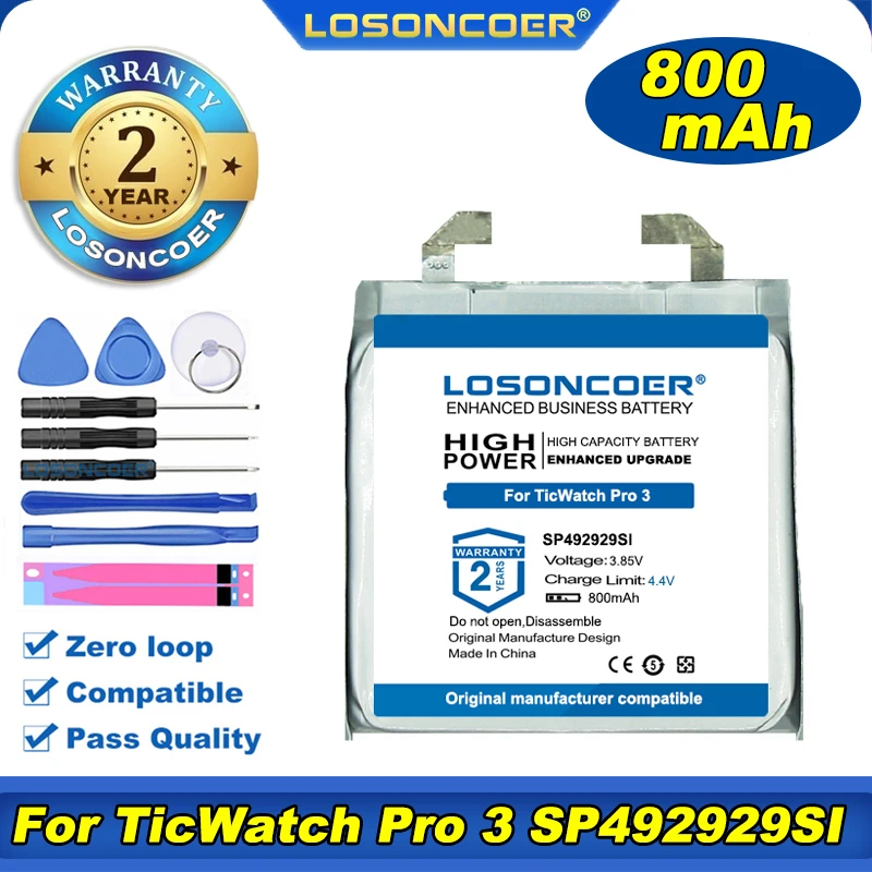 Batteria Ricambio Per TicWatch Pro 3 Ultra SP492929SI – 526+ Cicli, Carica Rapida, Certificata UL/CE/RoHS