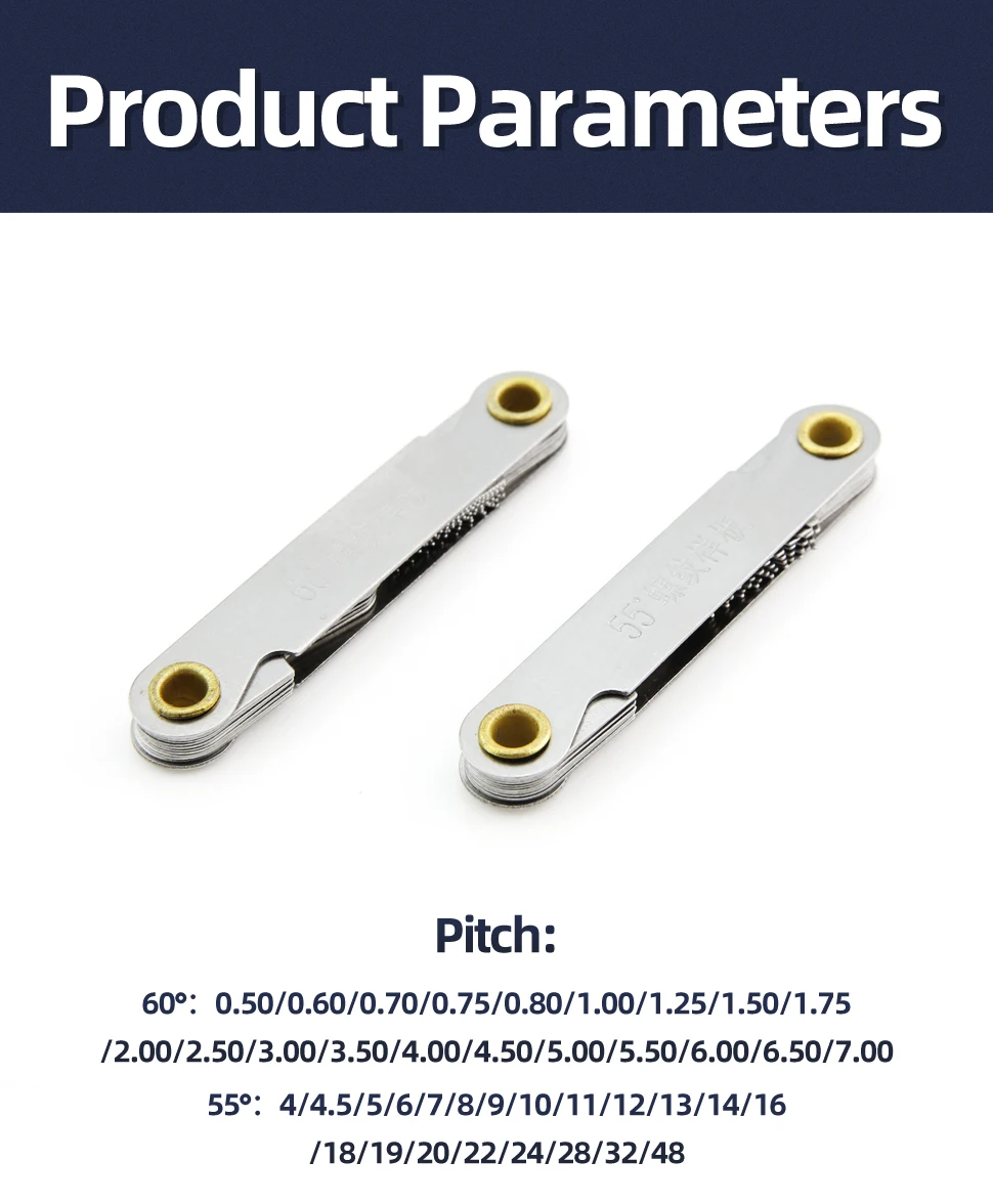 Description Picture 6 of item55/60 Degree Thread Plug Gauge Metric Imperial Gear Tooth Screw Pitch Gauges Carbon Steel Measuring Tool Tap Thread Measurement