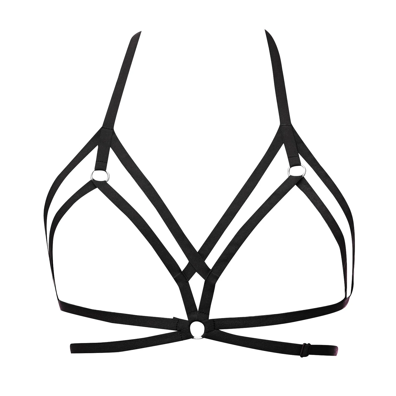 Sexy Bandage Lingerie Hollow Harness Lingerie Bustier Elastic Cupless Bras Hollow Out Elastic Strap Harness Bra For Women