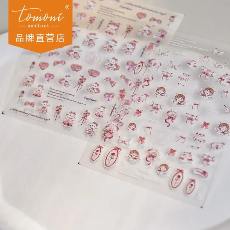

Tomoni Thin Tough Nail Stickers Popular Cute Nail Sticker Factory Wholesale Japanese Style Heart of Angel 3156