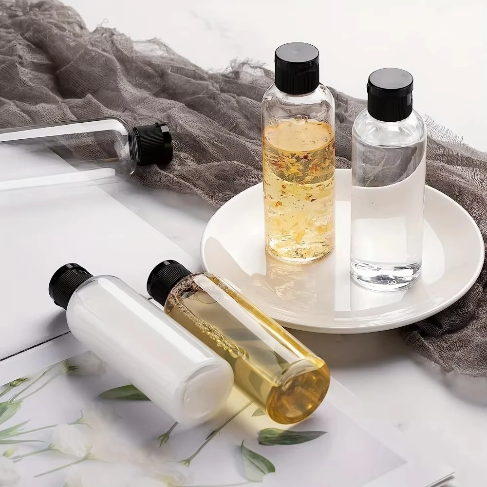 Refillable Empty Bottle 5PCS 30/50/100ML Refillable Empty Plastic Transparent Bottle with Flip Cap Portable Squeeze Shampoo Conditioner Travel Bottles