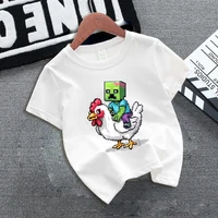 Miner Crafting Pixel T-shirt Short Sleeve Cute Cartoon Print Summer Round Neck Sportwear Fashion Hip Hop Boys Girls Clothes Gift 5