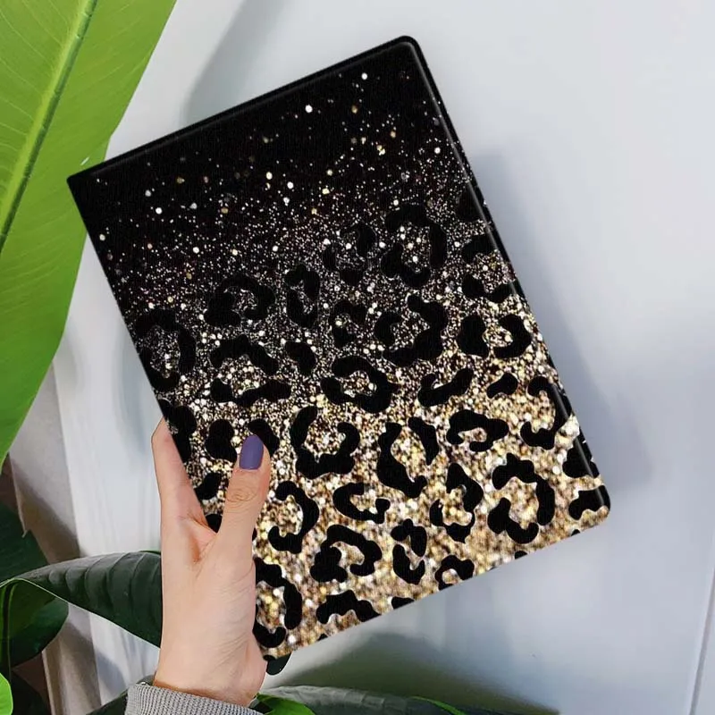 Elegant Gold Glitter Leopard Pattern Tablet Case