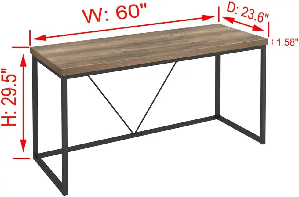 Industrial Computer Desk, Rustic Wood and Metal 2
