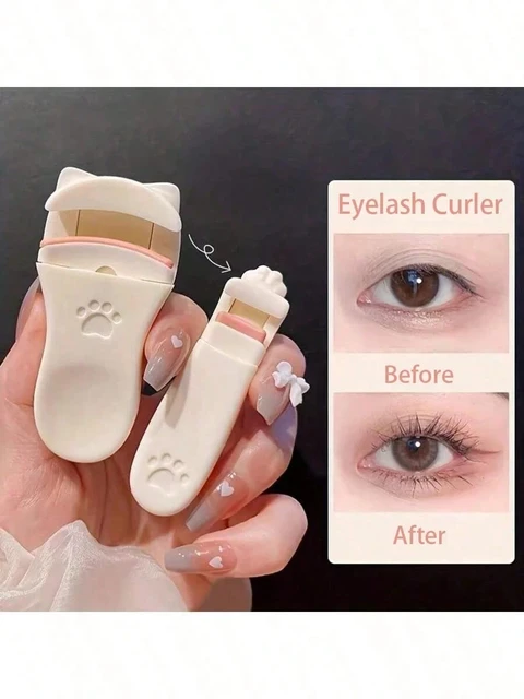 2 Stück tragbarer Wimpernzange, Katzenkrallen-Wimpernzange, randloses, langlebiges Curling-Werkzeug, sanfter halber Clip für natürliche Wimpern
