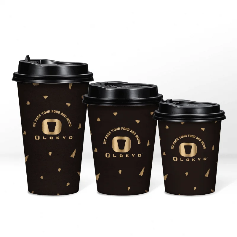 

Customized productLOKYO Hot selling custom black pla take away 500ml single wall disposable paper cup for coffee