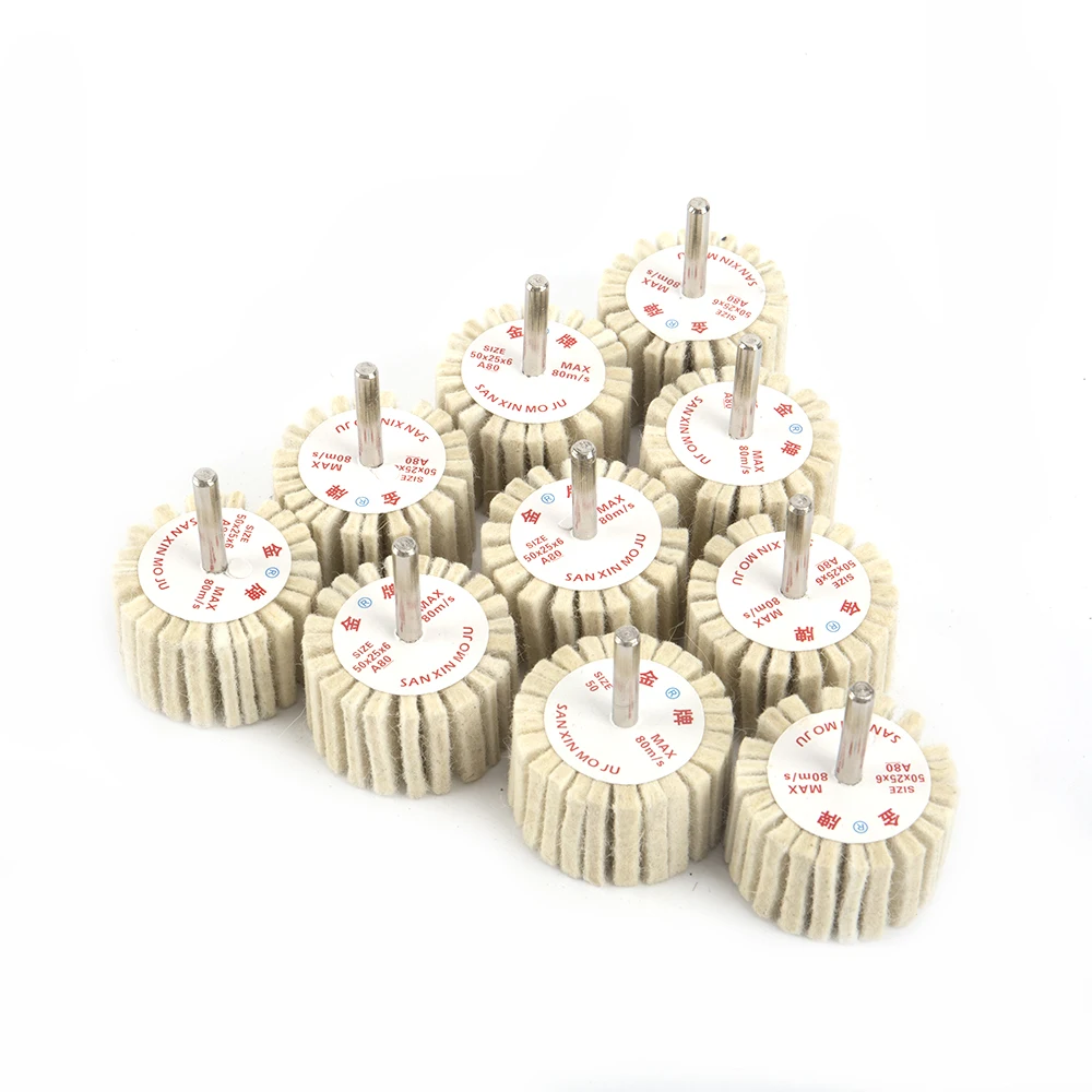 1Pcs Wolle Filz Polieren Rad 25/30/40/50/60mm Polieren Pads Mit 6mm Schaft Metall Schleifen Schleif Kopf Dreh Werkzeug Zubehör – Detail 12