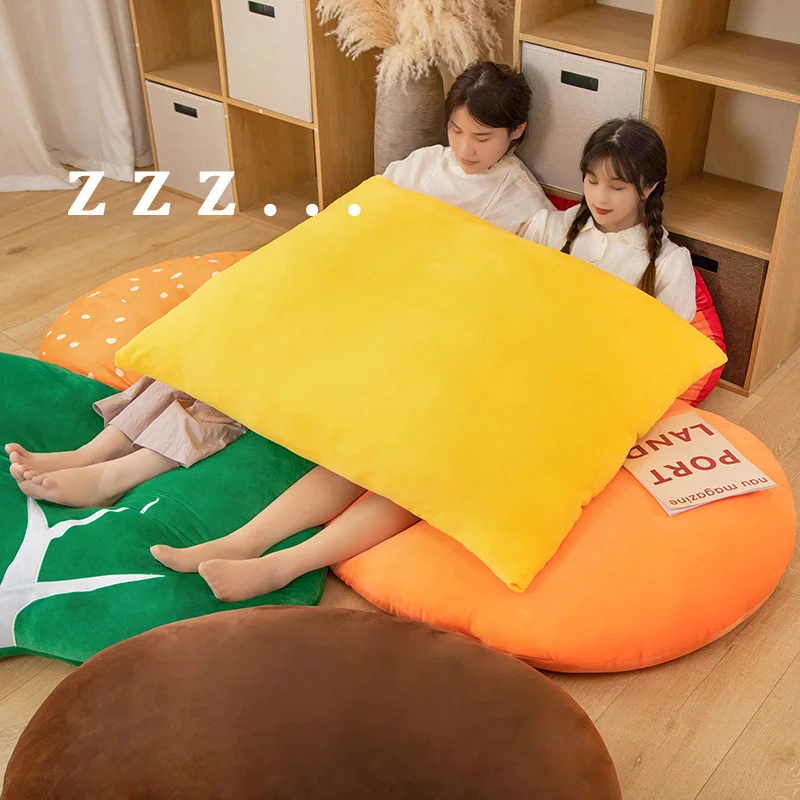 45/90CM Hamburger Composition Plush Rug Floor Mat Cushion Pillow Cushion 3