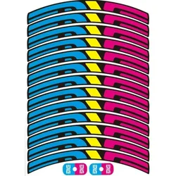 Durable Vinyl Sticker Pack for Bike and Wheel Decoration - 15pcs/Sheet, 2D Flat Design (A set)