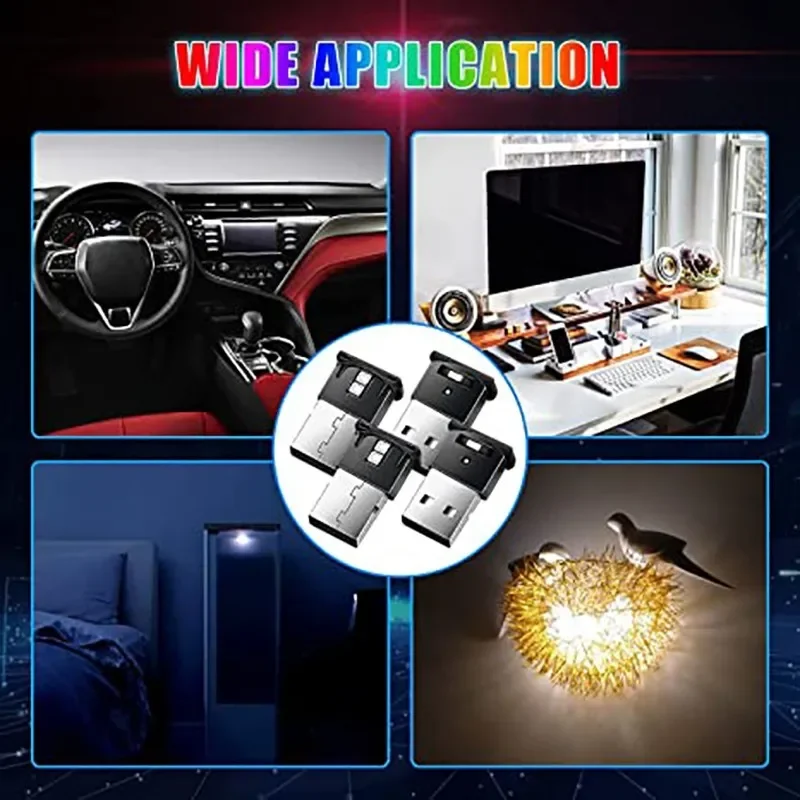 1/2pcs USB Ambient Light LED RGB Ambient Light Mini 8 Color Variable for Car Laptop Keyboard Atmosphere Smart Night