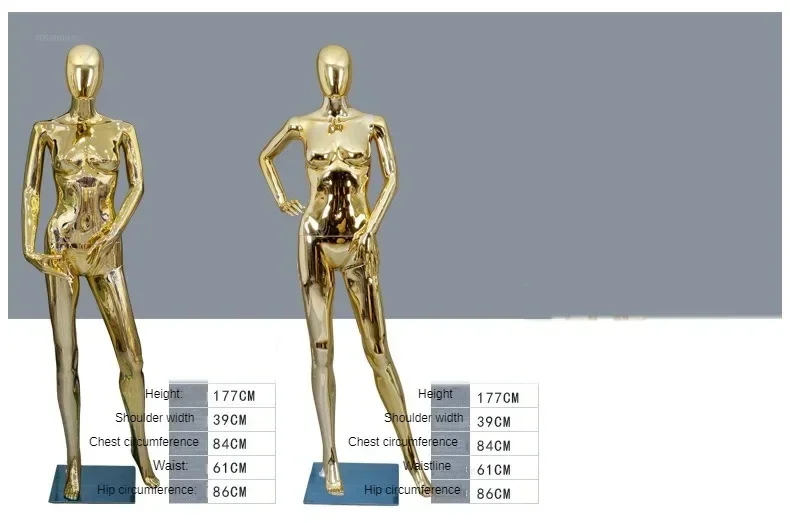 Modern Gold Mannequins for Women's Clothing Stylish Plastic Full Body Mannequins Simple Adult Mannequins for Clothing Stores L