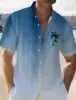 Color Gradient Palm Tree Men's Hawaiian Shirt 3D Printed Button Up Short Sleeve Tee Tops  Summer Vacation Daily Wear 1
