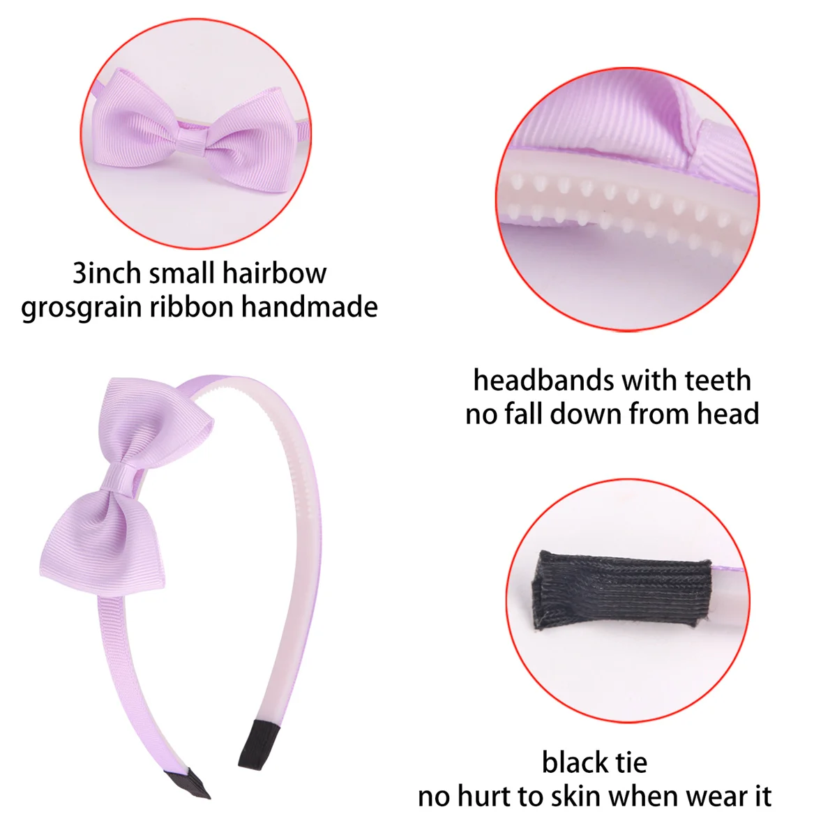 Kids Grosgrain Ribbon Hair Bows - 3 Inch Headbands for Girls