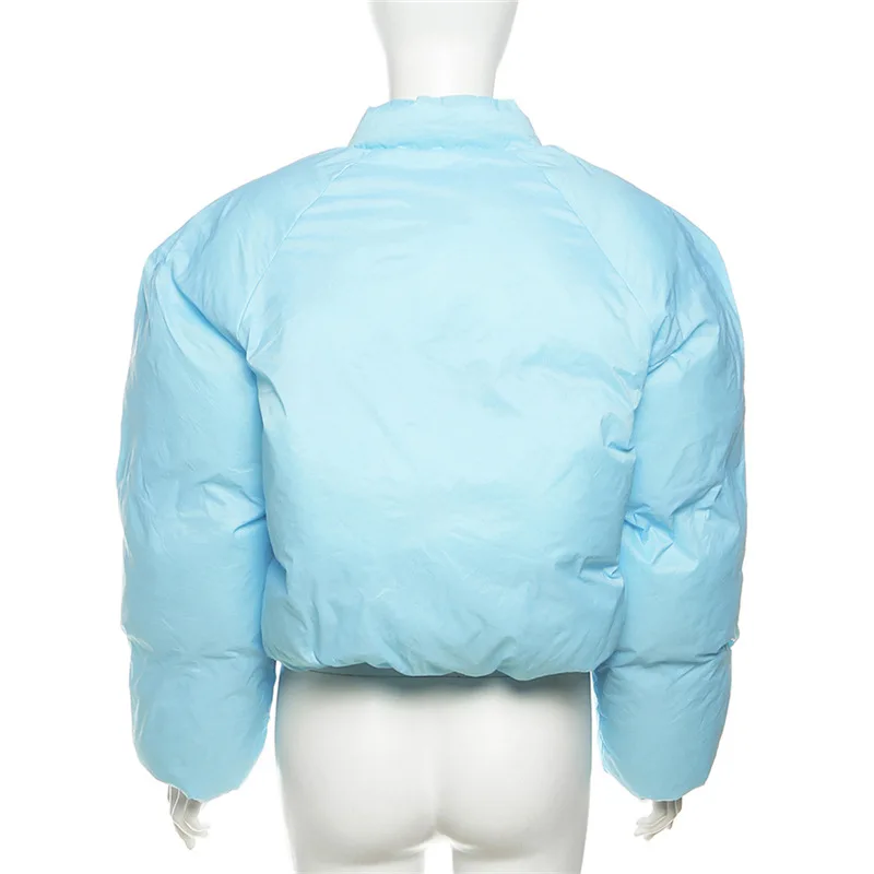 Streetwear Bubble Coat Women Solid Zipper Fly Baggy Bomber Jacket 2023 Winter Warm Thick Downcoat Harajuku High Street Outerwear