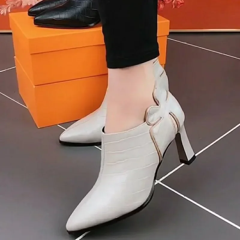 Women's Ankle Boots High Heels Pointed Toe Boots Platform Sexy Women's Shoes  Autumn Fashion Short Boots Botas Mujer Pumps 2