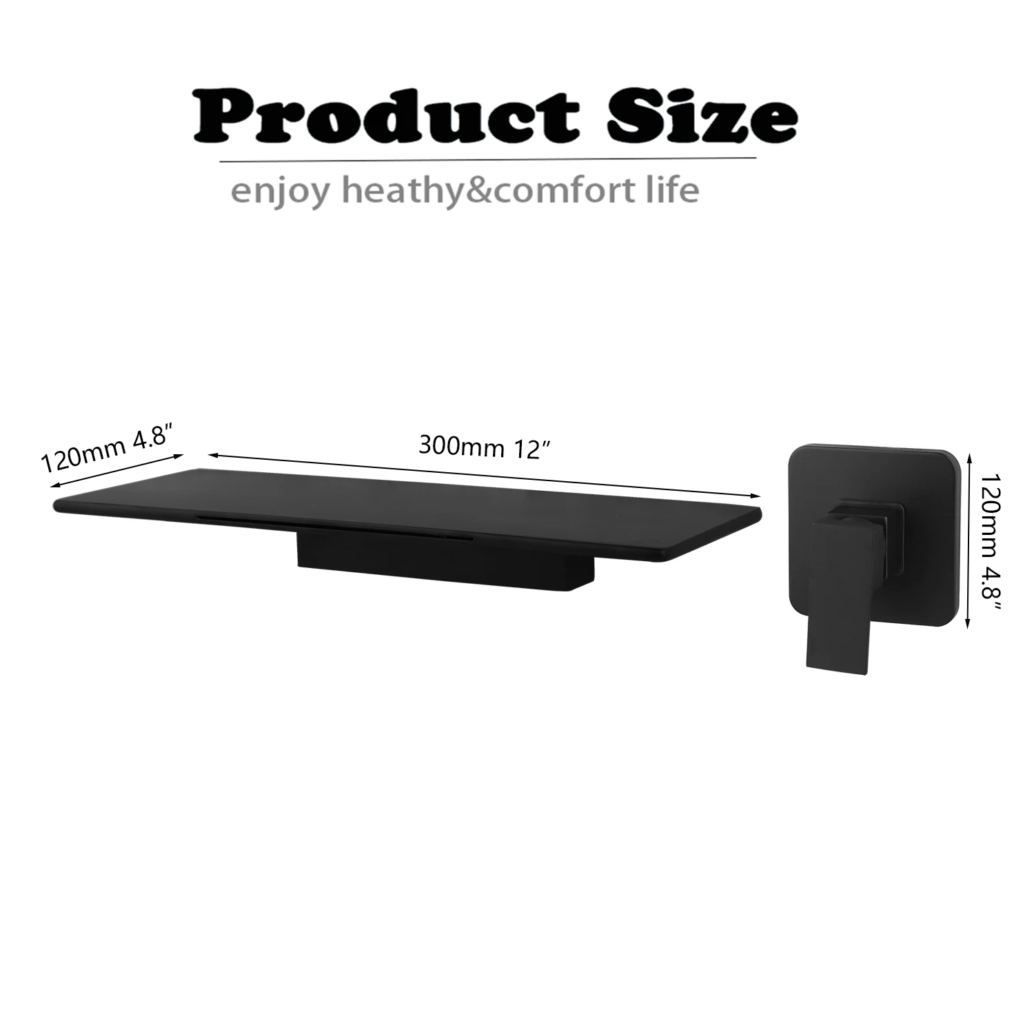 KEMAIDI Matte Black Bathtub Faucet Waterfall Spout Wall Mounted Bath Washbasin Faucets Bathroom Basin Sink Solid Brass Mixer Tap 2