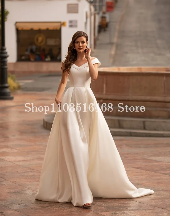 

Elegant Dream Satin Wedding 2024 For Women White Strapless Formal Wedding Dresses Customised Long Bridal Vestidos De Festa