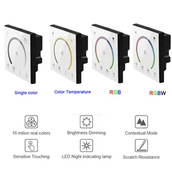 New 86 Touch Panel Switch DC12-24V Controller Light Dimmer Switch single color/CT/RGB/RGBW LED Strip Tempered Glass Wall Switch